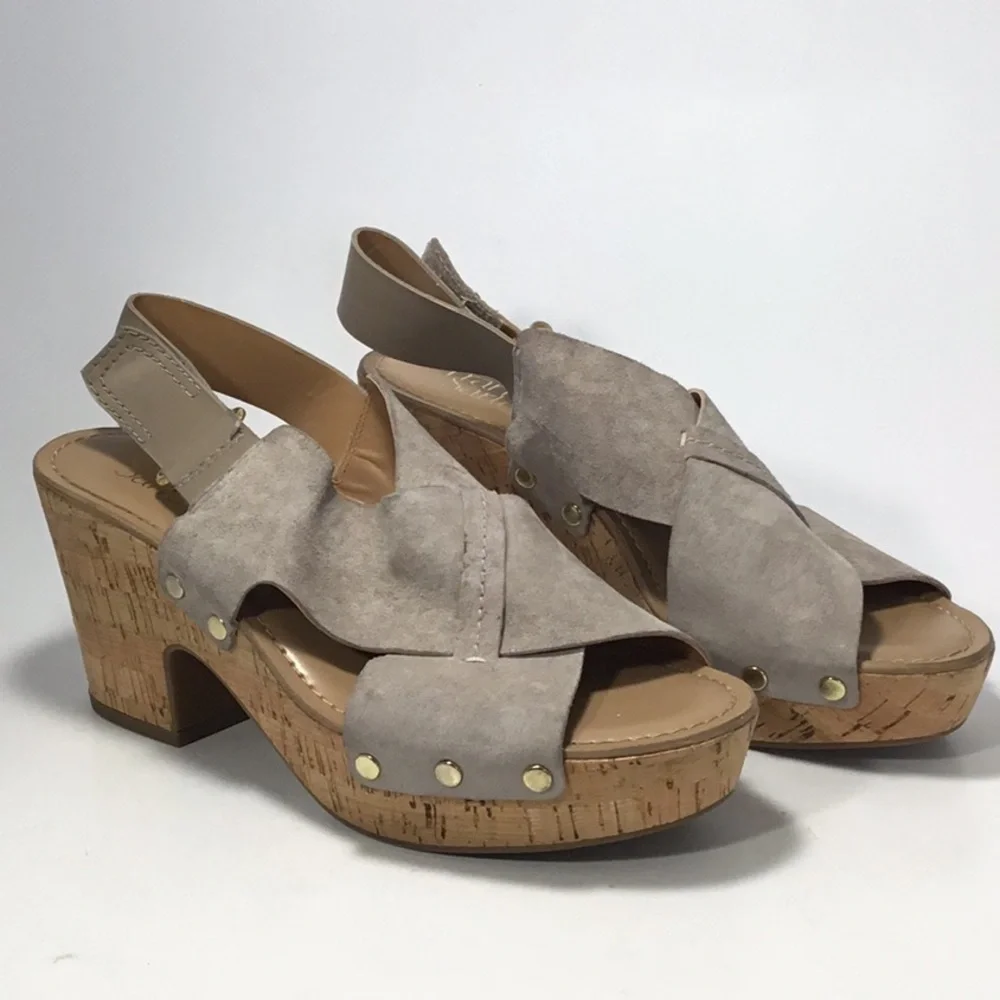 Franco Sarto Leather Suede Kicks Platform Sandals In Blush Size 9M